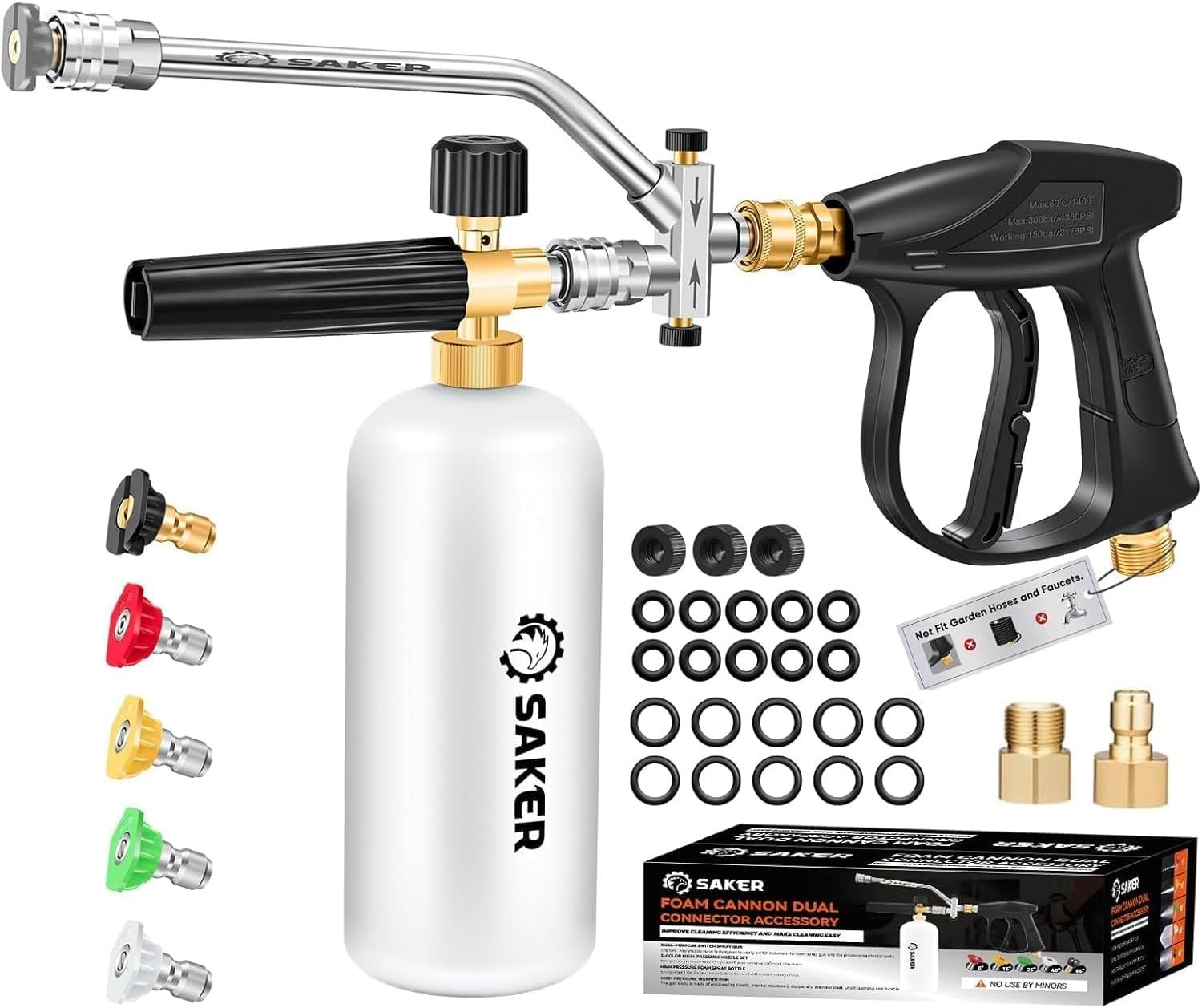 Foam Cannon Dual Connector Accessory for Pressure Washer Kit