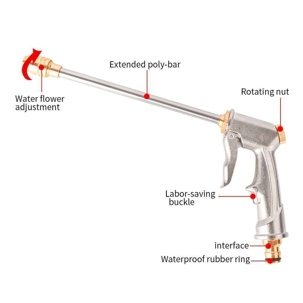 High-Pressure Washer Wall Water Spray Gun Nozzle Wand Attachment Clean Hose Gun