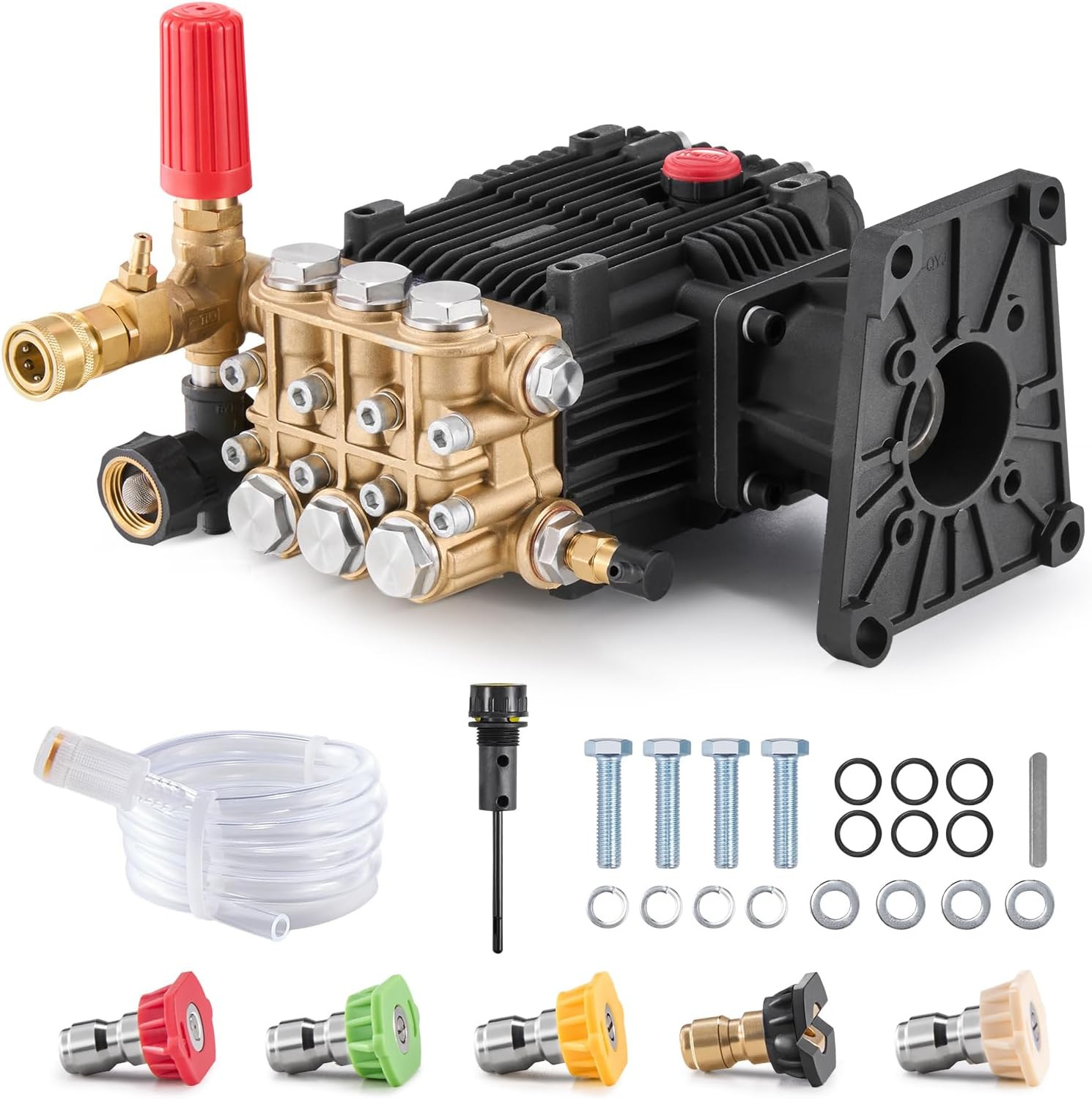Pressure Washer Pump, 1″ Shaft Horizontal Triplex Plunger, 4300 PSI, 4.4GPM, Rep