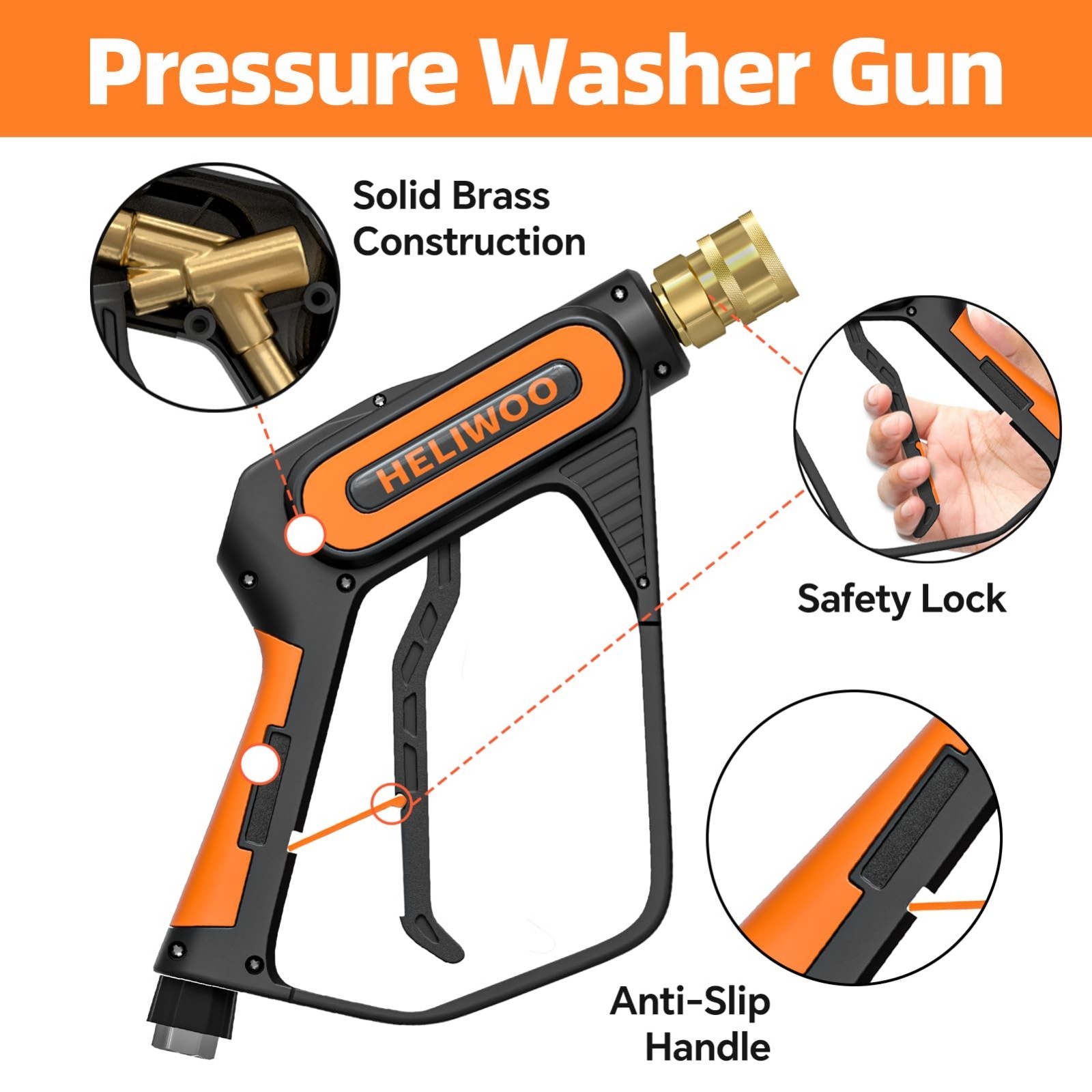 5000PSI Pressure Washer Gun & 100FT Kink Resistant Hose Kit, Quick Connect Adapt