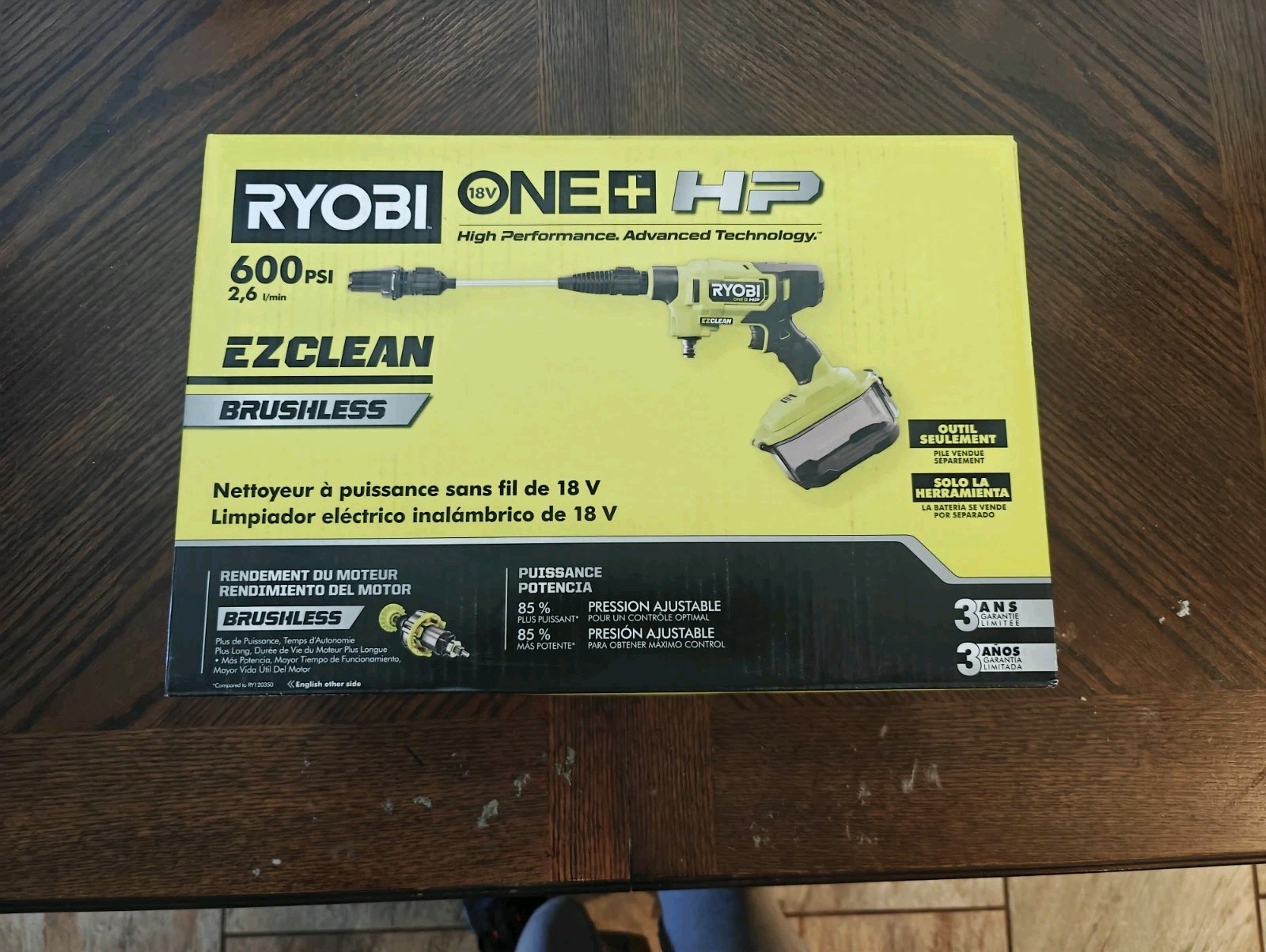 RYOBI ONE+ HP 18V Brushless 600 PSI 0.7 GPM Cordless Cold Water Power Cleaner