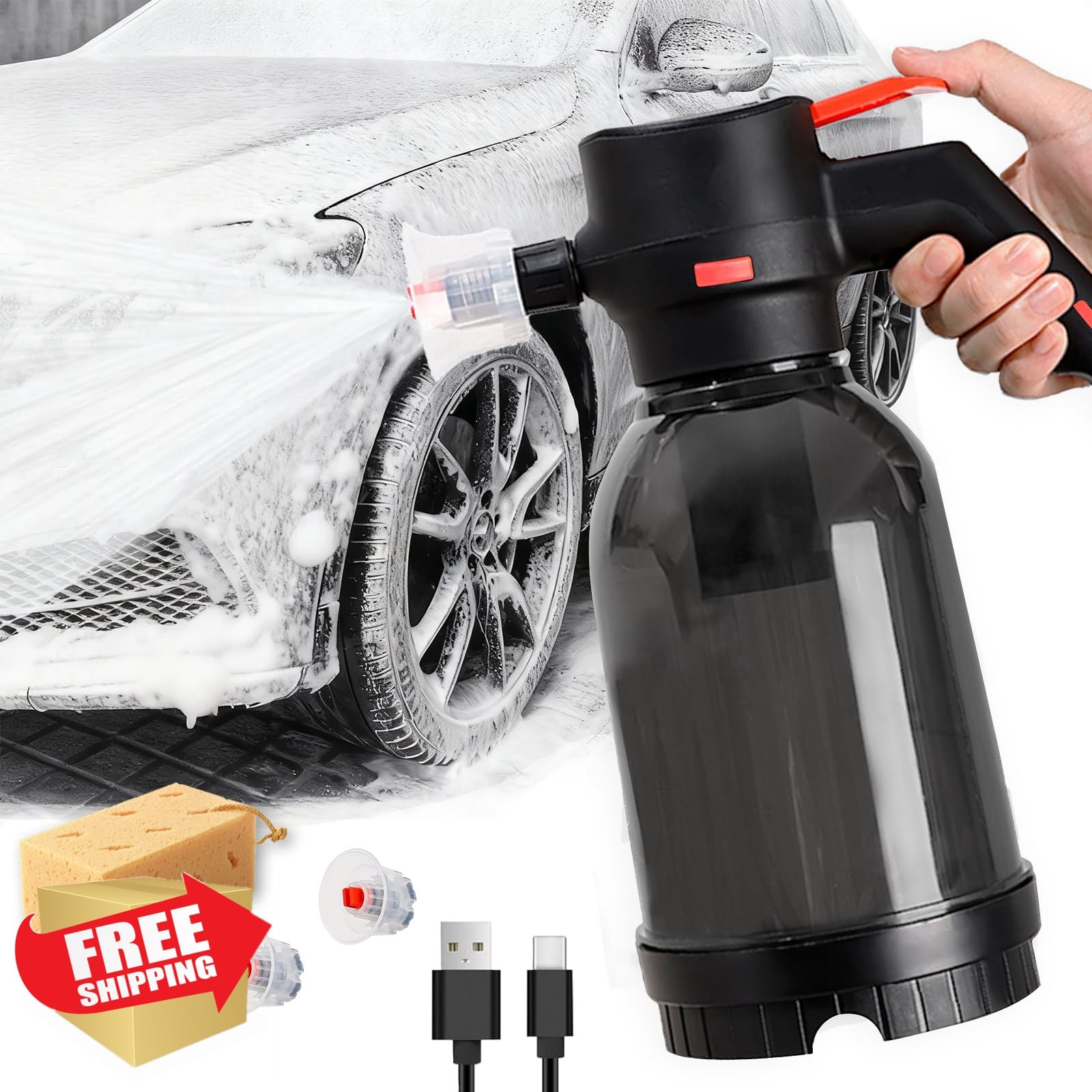 DMYNI Cordless Foam Sprayer 2L Foam Cannon 130 PSI USB Rechargeable Car Wash