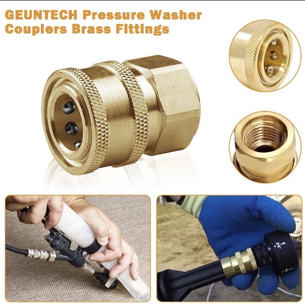 Pressure Washer Couplers Brass Fittings 2 Pack 3/8 Inch Quick Connect To Female