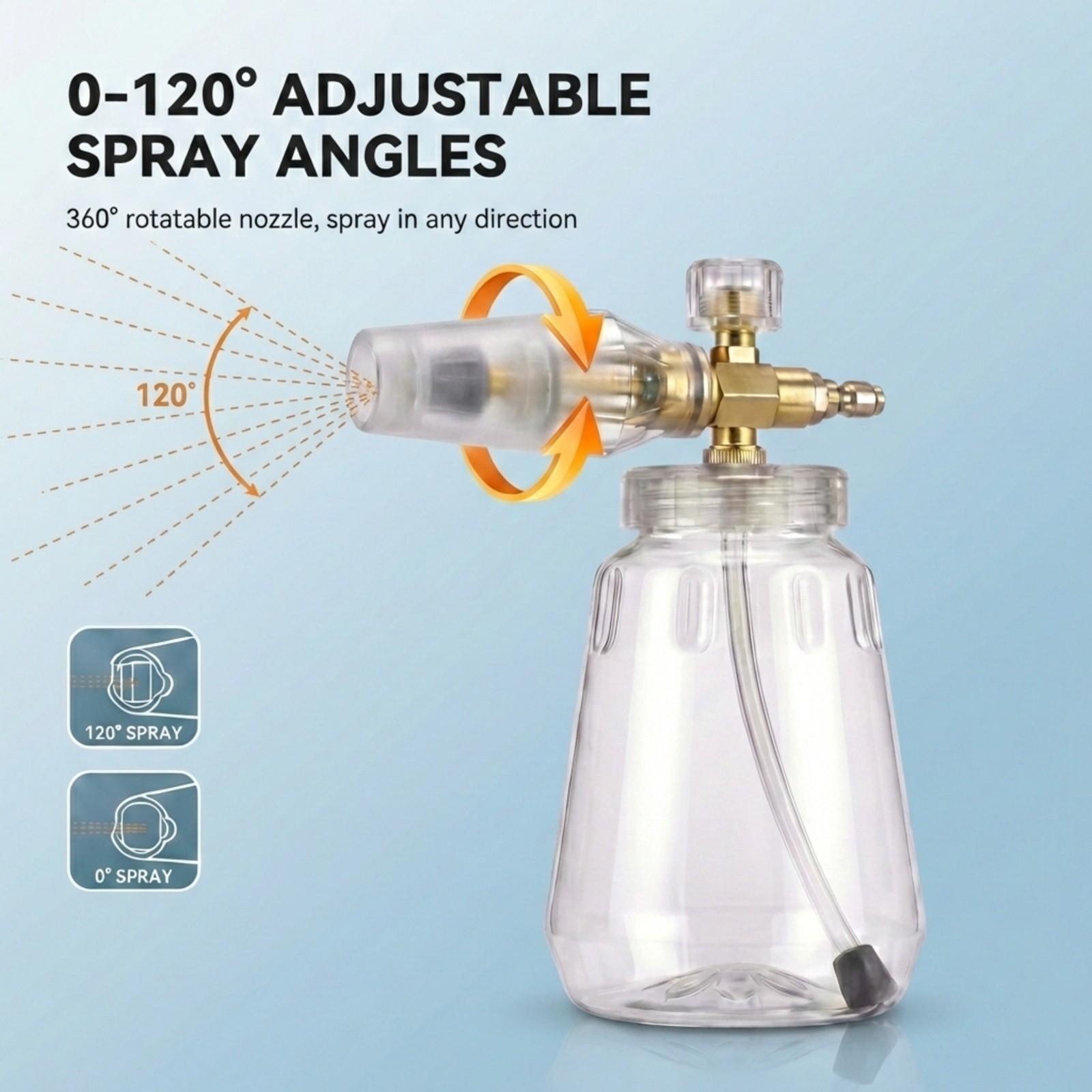 Foam Cannon for Pressure Washer, Snow Clear Foam Cannon for Car Wash, Stainless