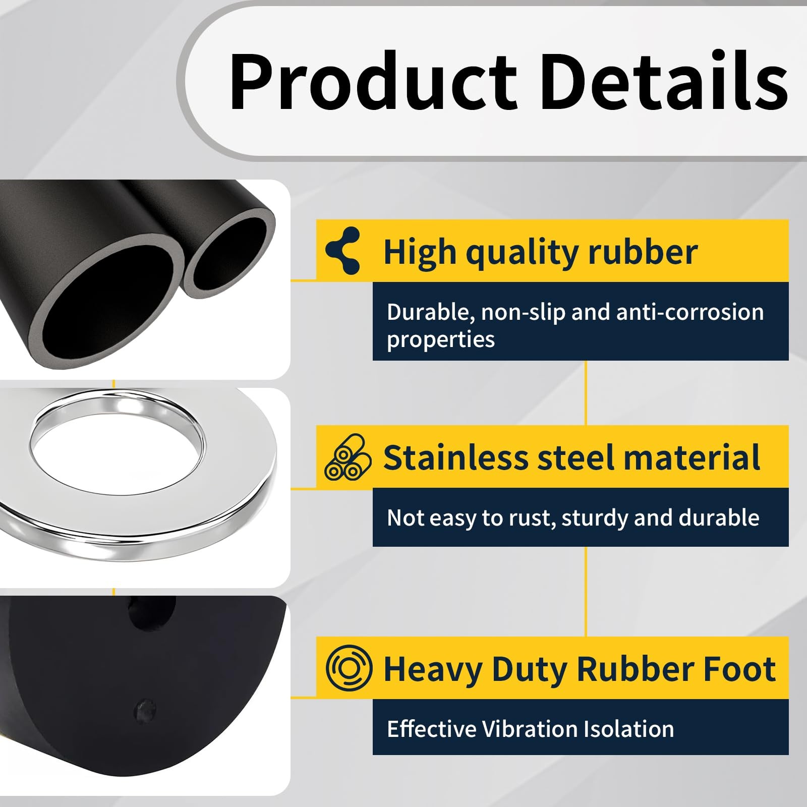 2-Pack Heavy Duty Anti Vibration Rubber Foot for Generators, Pressure Washers, C