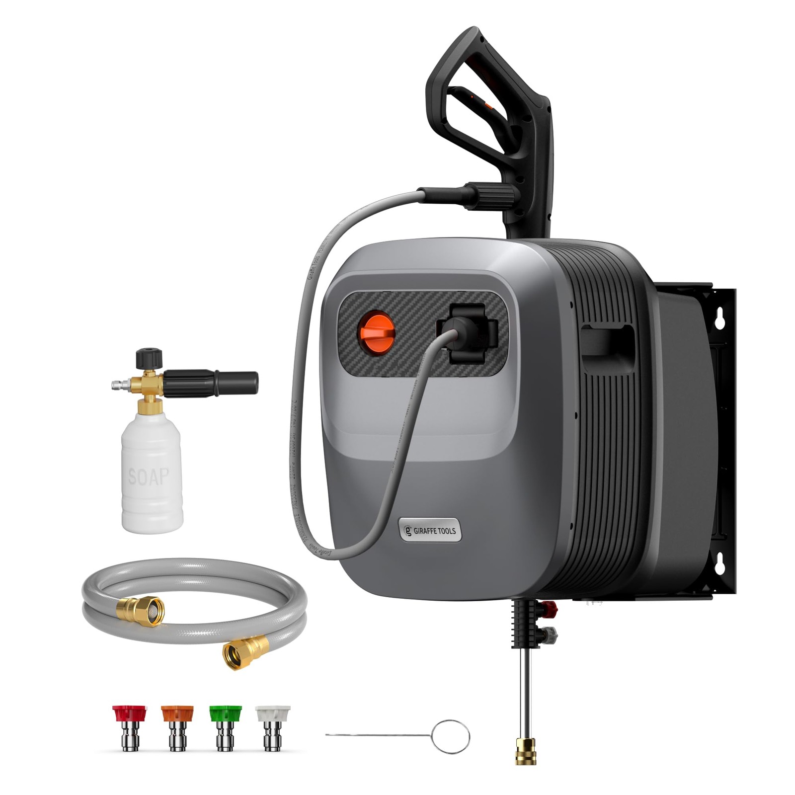 Grandfalls Retractable Pressure Washer G20, 2500 PSI 2.2 GPM, 180° Wall Mount…