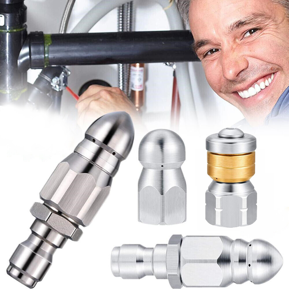 Pressure Washer 1/4” Male Drain Sewer Cleaning Pipe Jetter Rotating Nozzle Tool