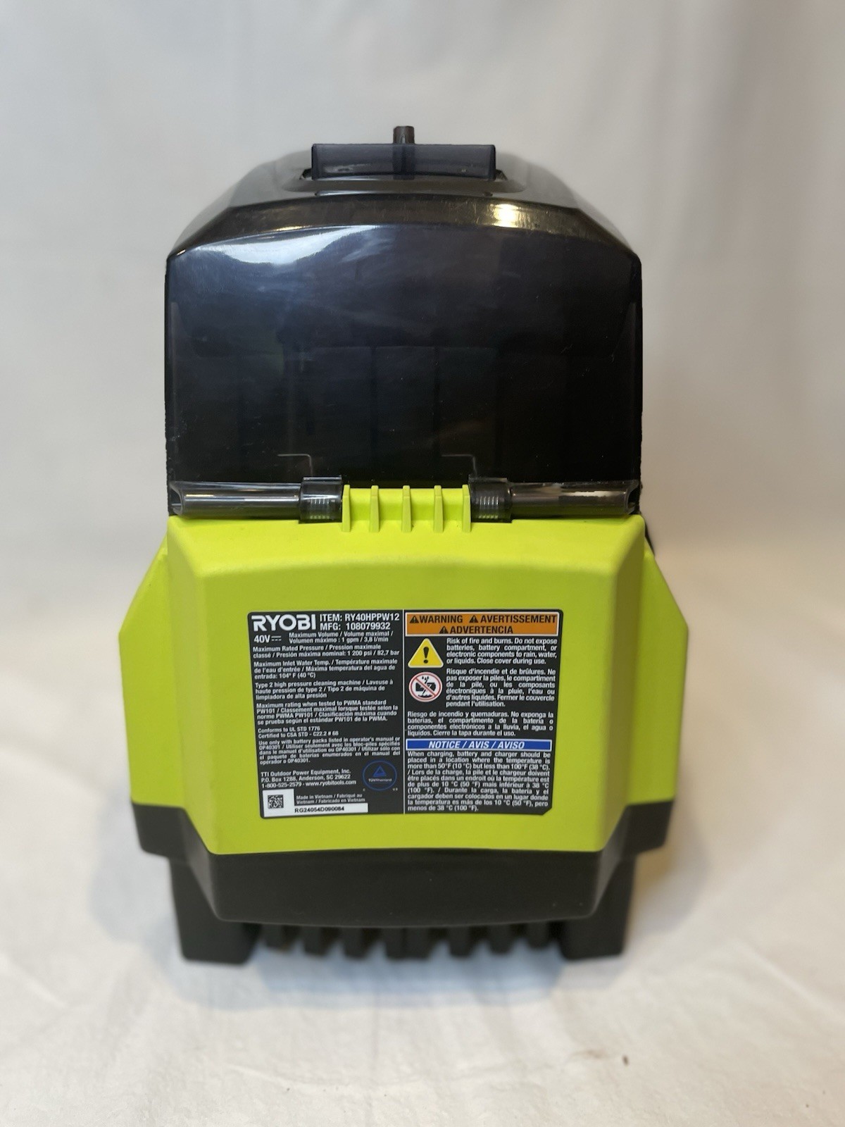 RYOBI – 40V Brushless Pressure Washer 1200 PSI 1.0 GPM- Unit Only.