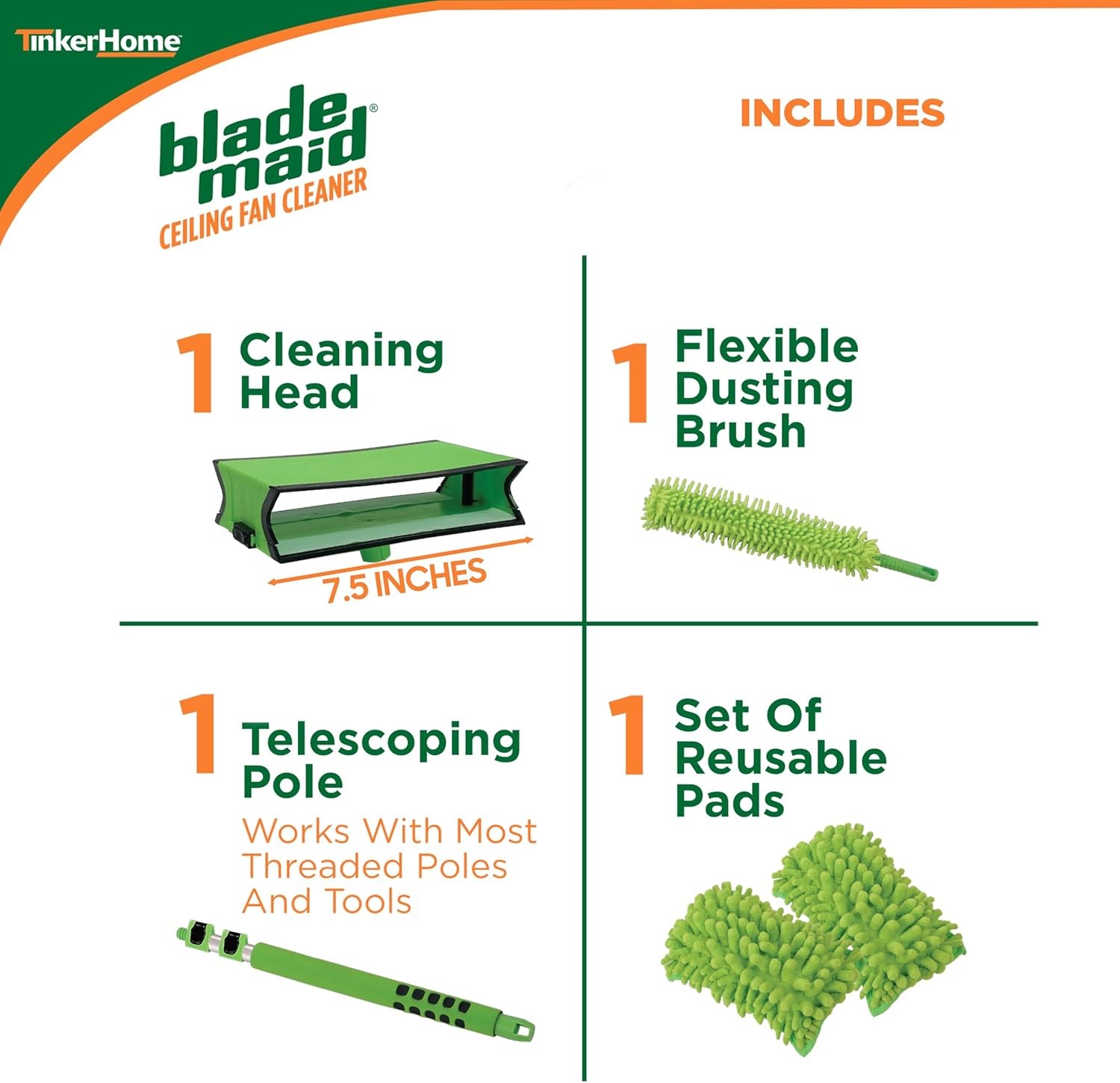 Blade Maid Ceiling Fan Cleaner & Flexible Kit- 3ft Pole
