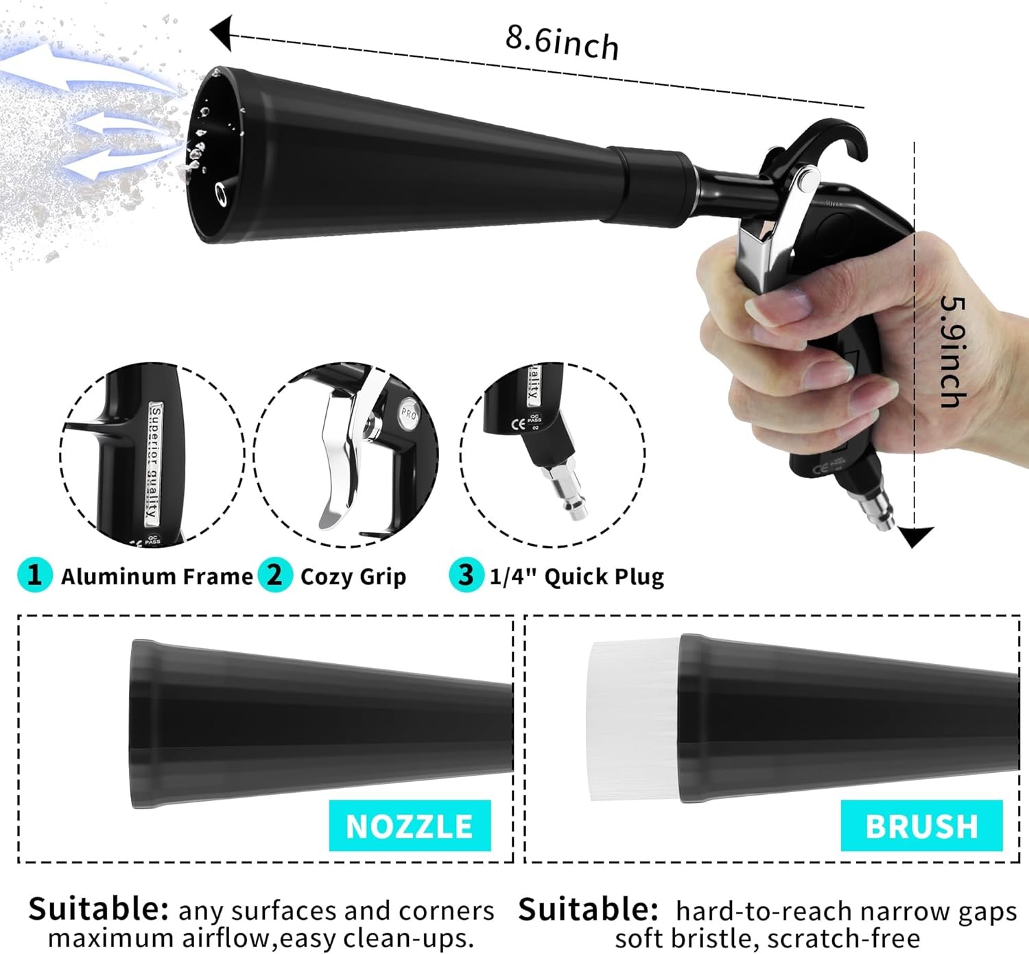 Car Dry Cleaning Gun,High Pressure Air Blow Gun,Fast Interior Dryer Car…