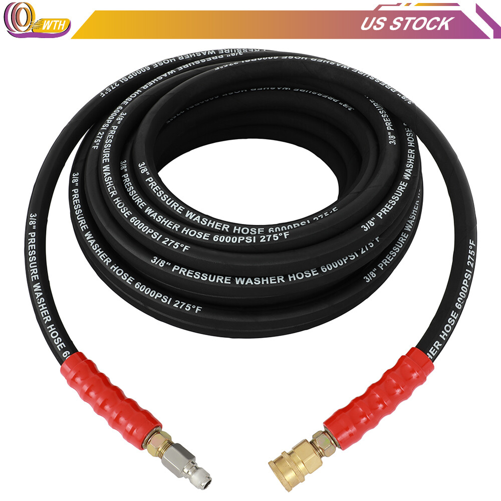 6000psi Pressure Washer Hose 3/8″ x 50ft 2-Braid R2 Black Brand New