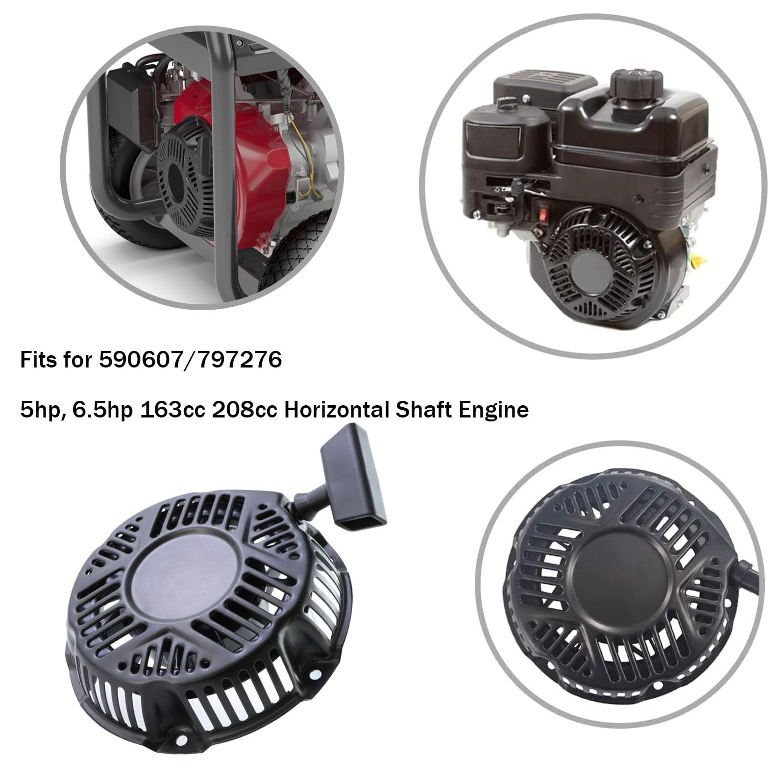 Recoil Starter Assembly with Pull Rope for 163cc 208cc Engines Generator Parts