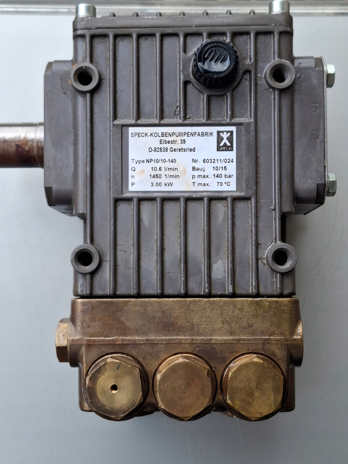 Speck Triplex NP10/10-140 High Pressure Pump 140 Bar / 2030 PSI 10 L/min