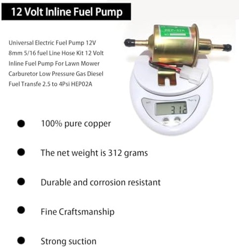 12 Volt Fuel Pump For Universal Electric Low Pressure inline Fuel Pump | 12 V…
