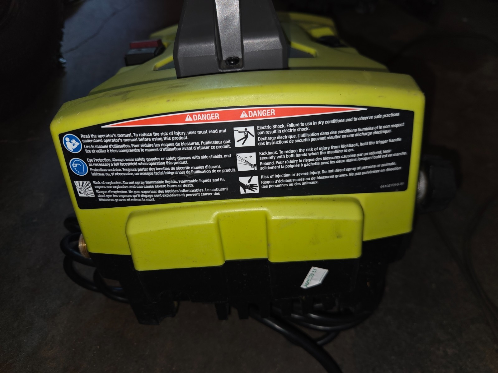 Ryobi 1800 Psi 1 2 Gpm Cold Water Corded Electric Pressure Washer pump only