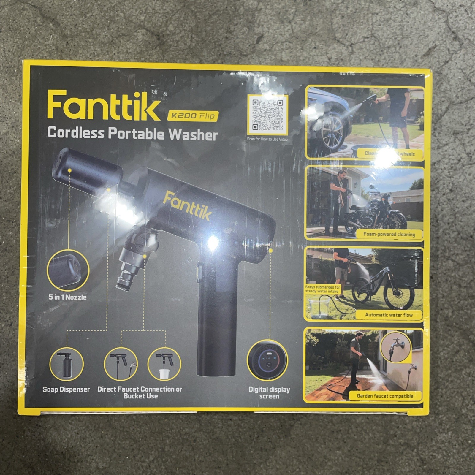 Fanttik K200 Flip Cordless Portable Pressure Washer Gun 5-in-1 Nozzle Hose