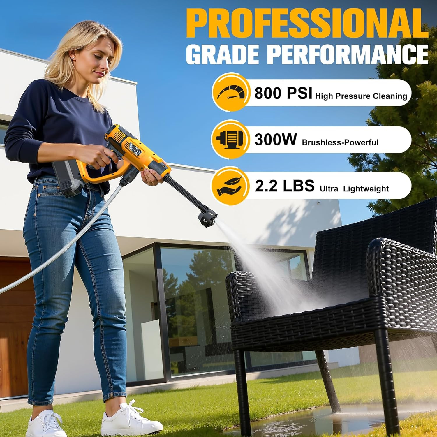 Cordless Pressure Washer Compatible with Dewalt 20V Battery, 800PSI Ultra-Light