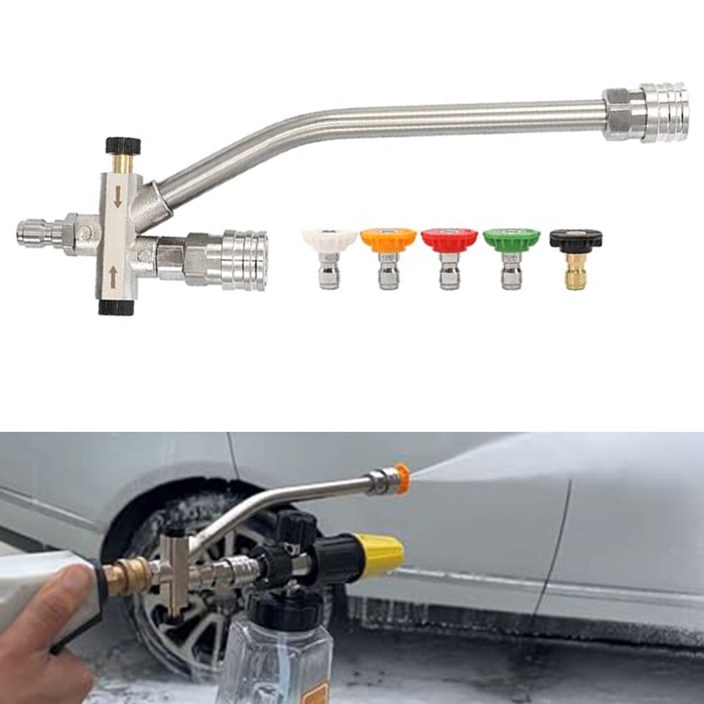 Foam Cannon Dual Connector Accessory Dual-Purpose Switch Spray Gun w/5 Nozzles
