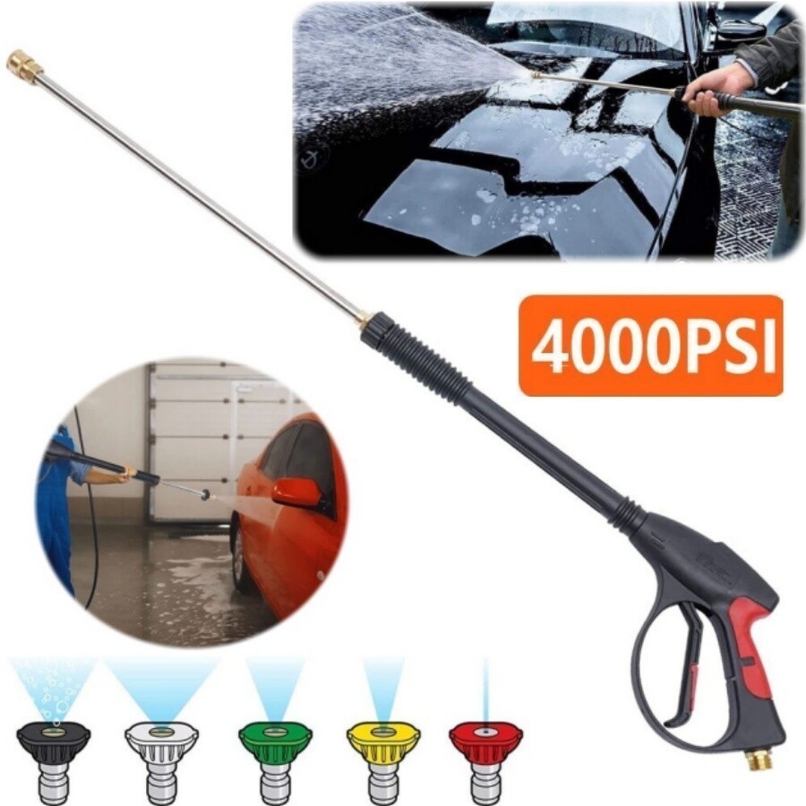4000PSI High Pressure Car Power Washer Spray Gun Wand Lance Nozzle Tips Hose Kit