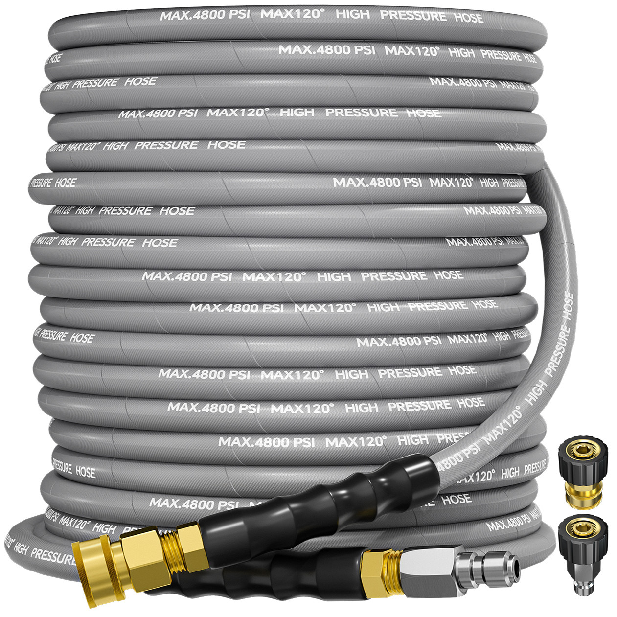 3/8″ 4800PSI Pressure Washer Hose 75FT with Swivel Quick Connect Max 248°F