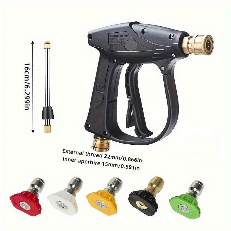 2175PSI High Pressure Washer Gun with M22-14 1/4″ Quick Connect, 5 Nozzles & M14