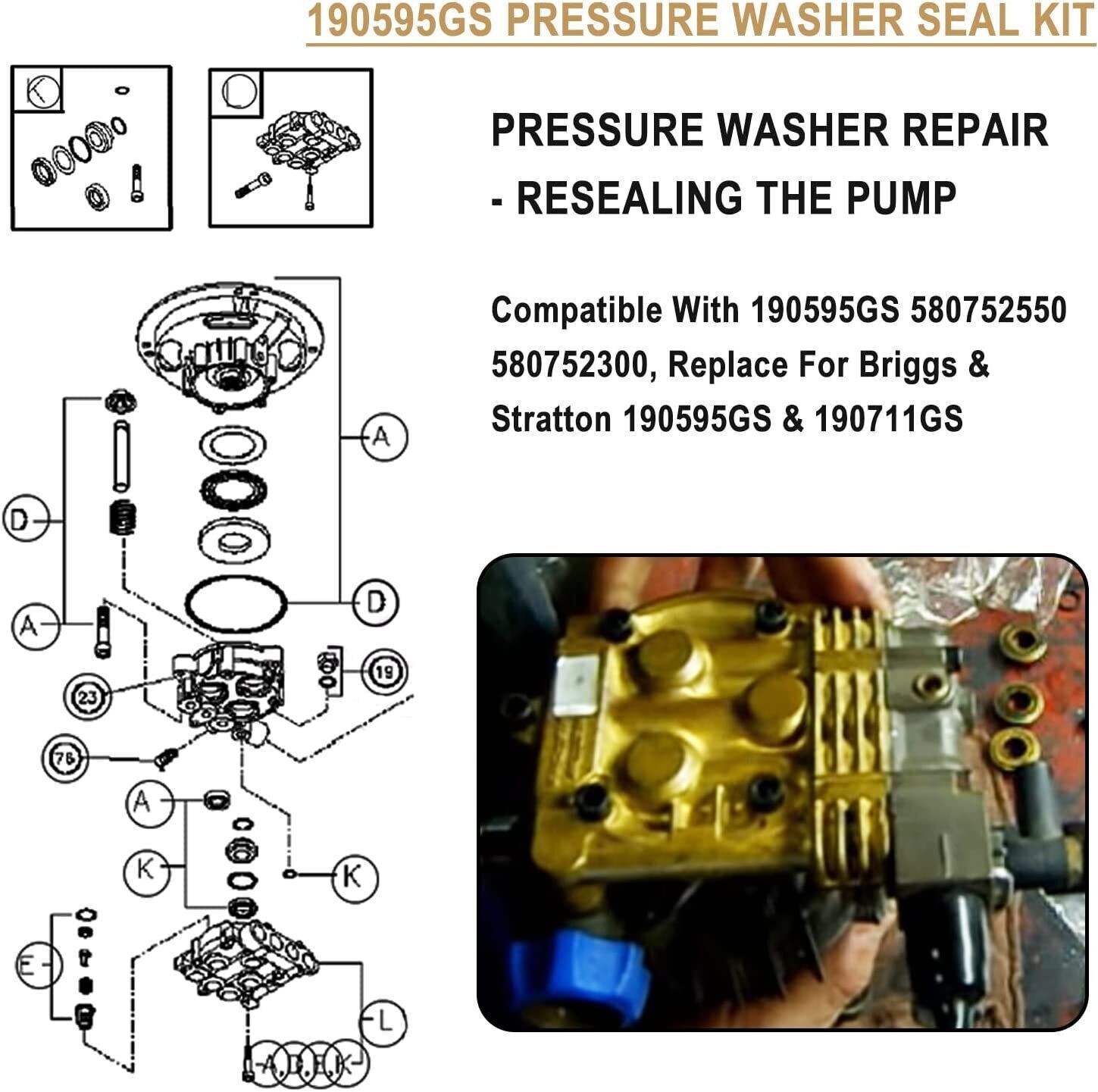 Upgraded Pressure Washer Seal Kit Used on Some Medium Frame Pressure Washer Pump