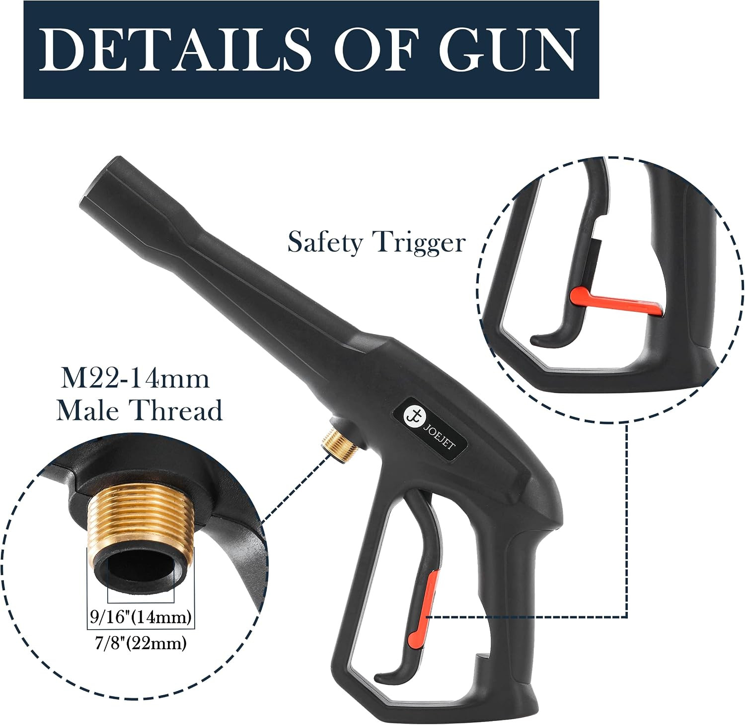 Pressure Washer Replacement Gun with Jet Wand and 5 Nozzle Tips | Compatible wit