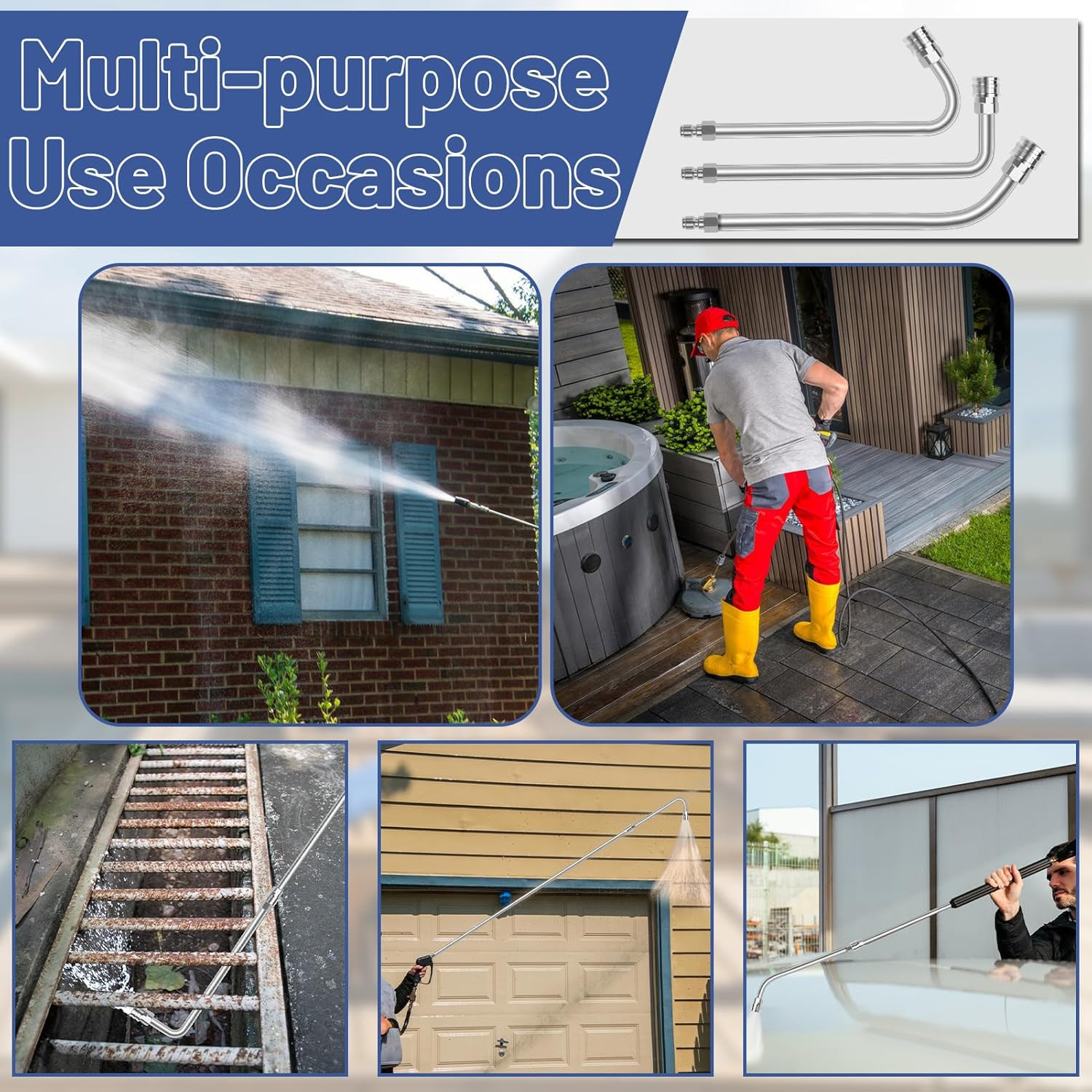 120″ Pressure Washer Extension Wand,2 Pack 60 Inch Stainless Steel Power Washer