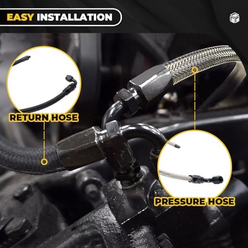 6AN Power Steering Pump Hose Kit 25Inch Compatible with Chevy C10 LS Engine,