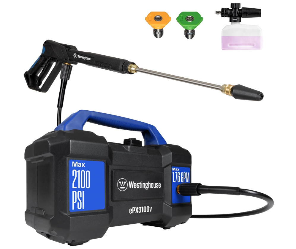 Westinghouse ePX3100v Electric Pressure Washer, 2100 PSI, Foam Cannon, 4-Nozzle