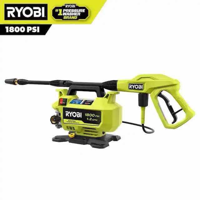 RYOBI 1800 PSI 1.2 GPM Electric Pressure Washer Portable Outdoor Cleaner