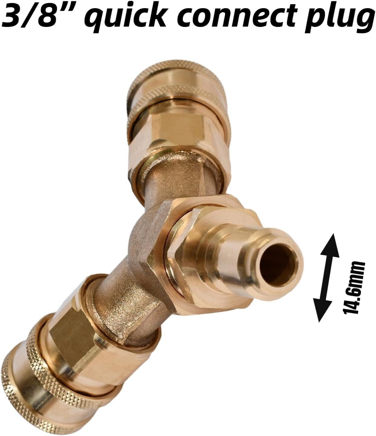 Pressure Washer Tee 3/8″ Fitting Splitter Coupler Connect Gun to Power Washer