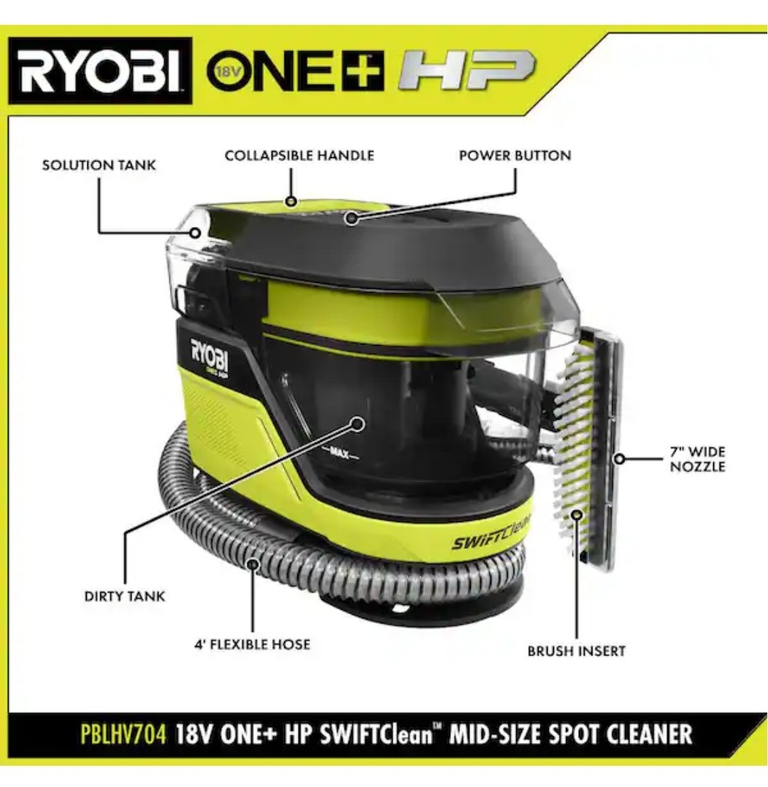 RYOBI HP 18V Brushless Cordless SWIFTClean Mid-Size Spot Cleaner (Tool Only)