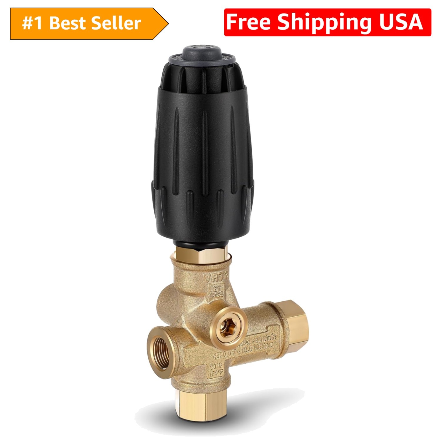 1 Pack Vrt3-310 Pressure Washer Unloader Valve, Black Spring, 10.5 Max Gpm 40…