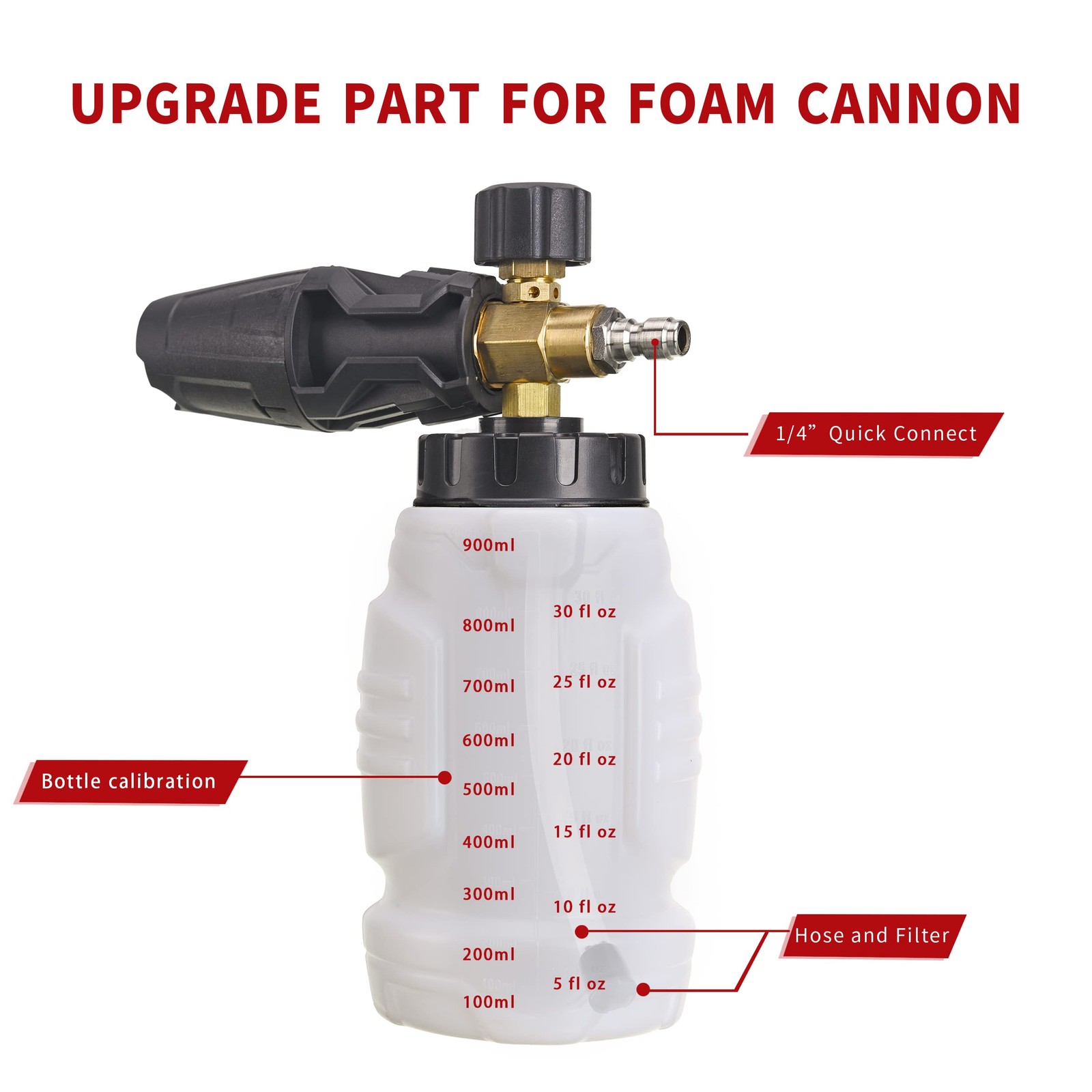 Foam Cannon, 1/4 Inch Quick Connect, Power Washer Foam Cannon with 5 Pressure…