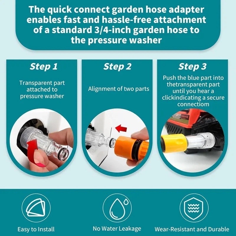 2PCS High-Pressure Car Clean Washer Water Filter Connection Fitting Tool Garden