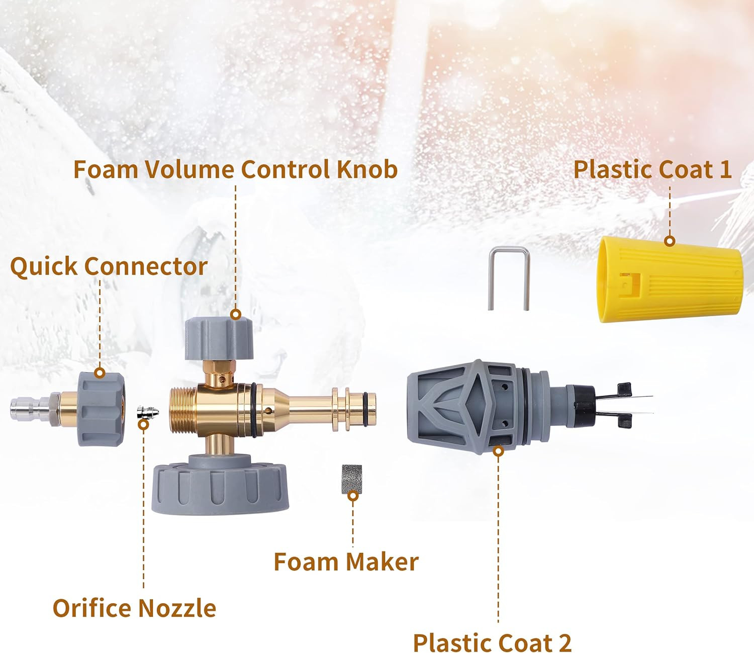 Foam Cannon, Adjustable Foam Blaster, Snow Foam Lance with M22 and 1/4 Inch Quic