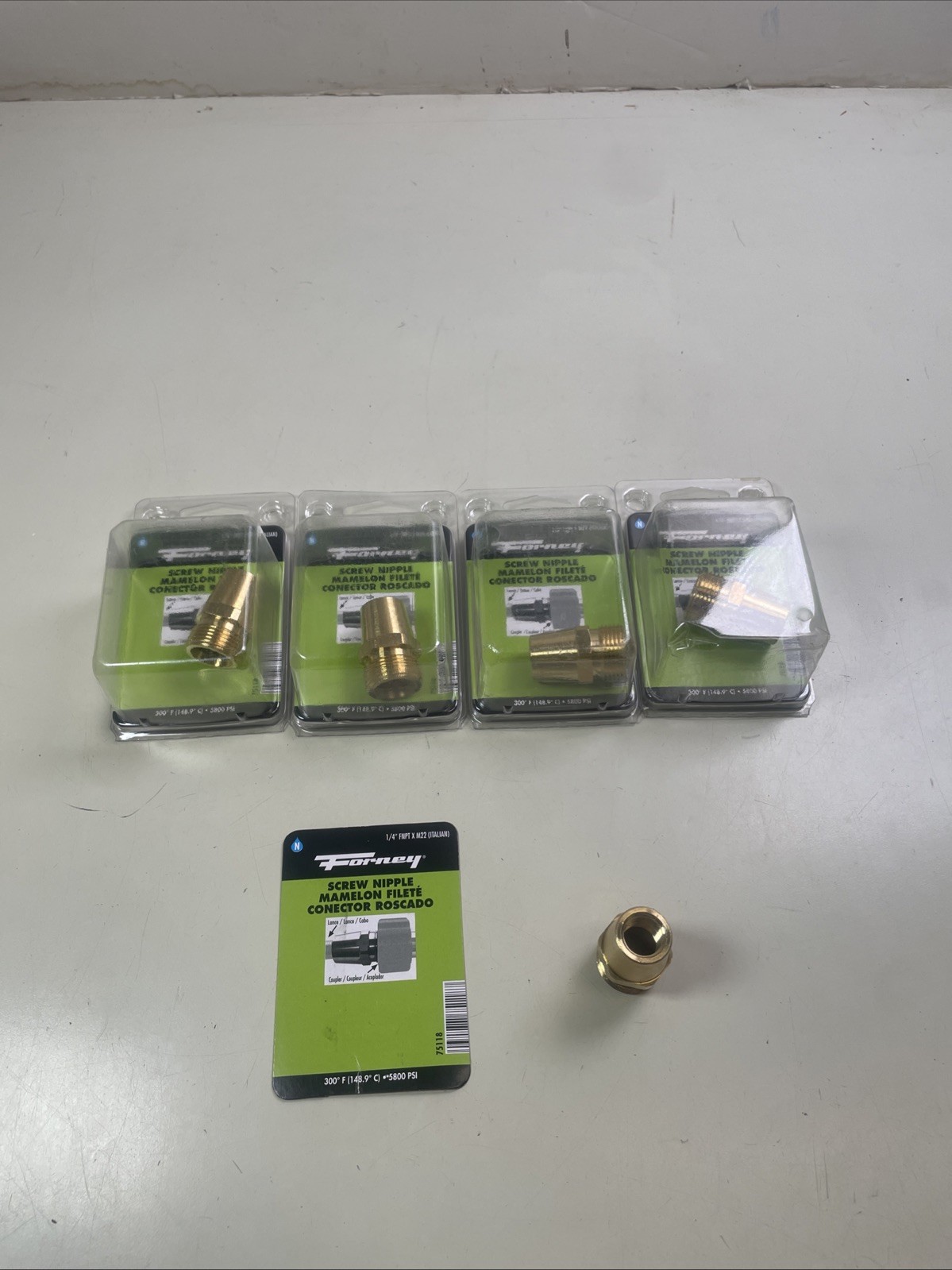 Forney 75118 Screw Nipple 1/4” FNPT x M22 Fitting (5 Pack)