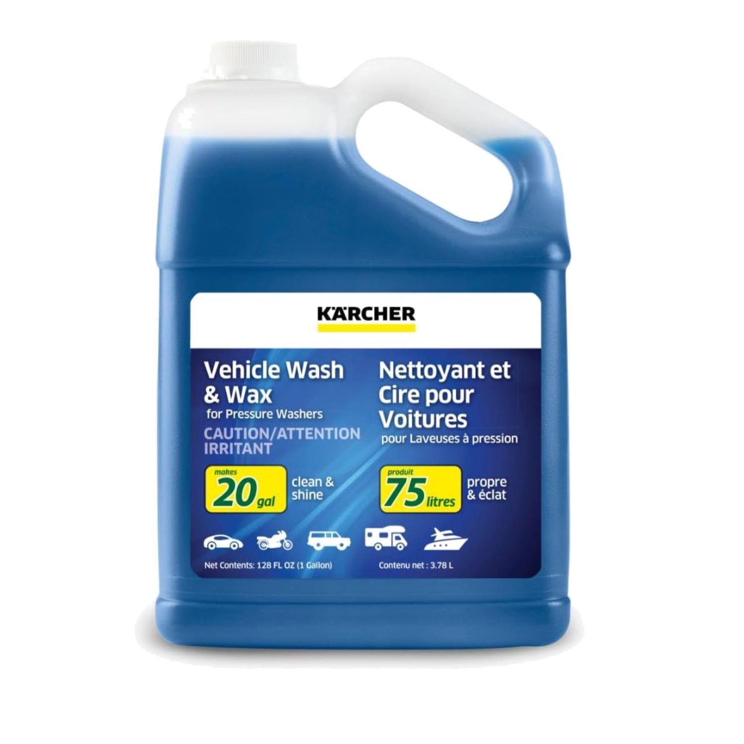 Eco-Friendly 128 Oz Kärcher Vehicle Wash & Wax – Makes 20 Gallons of Cleaner