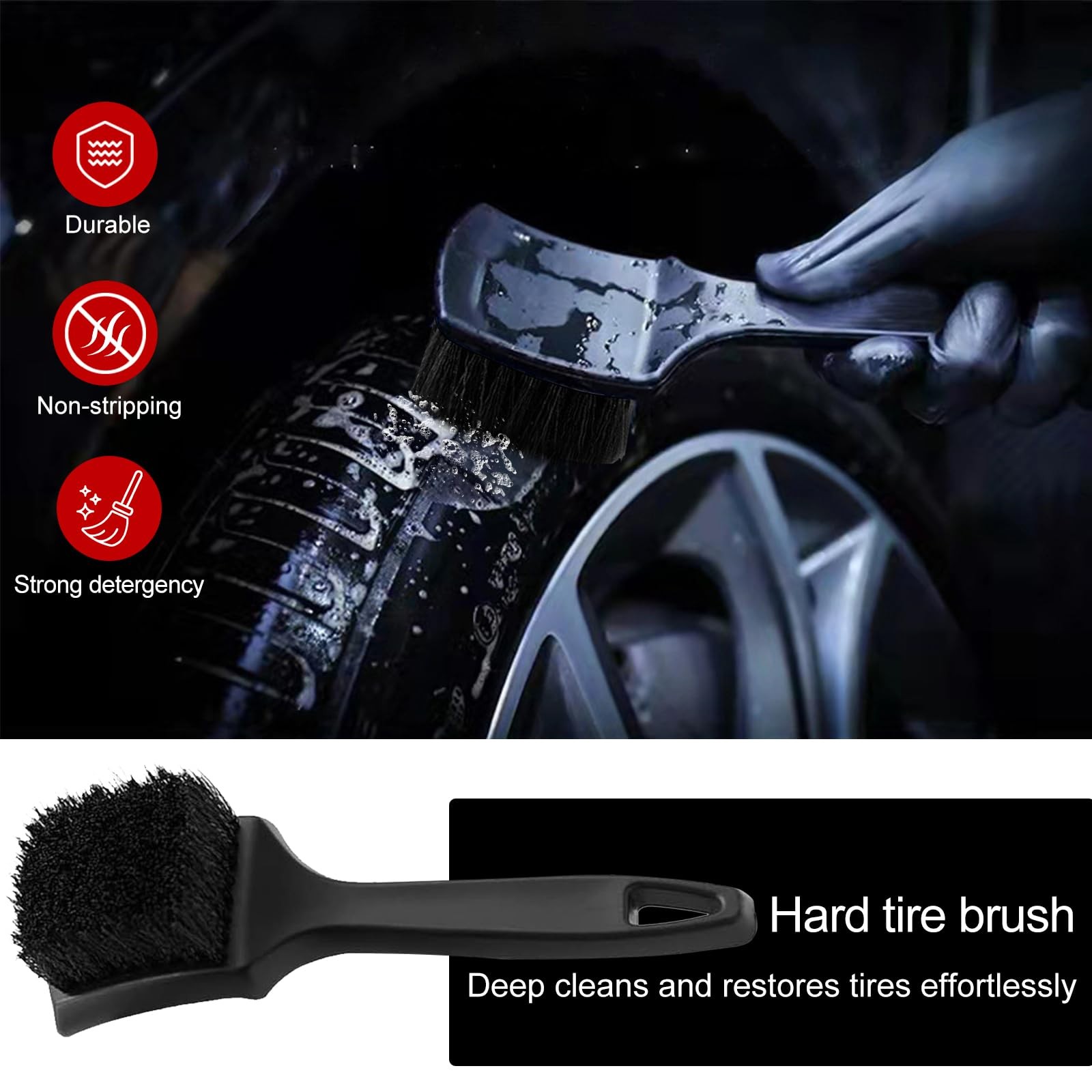 Bendable Wheel Brush Kits Soft Microfiber Cleaner Large, Black