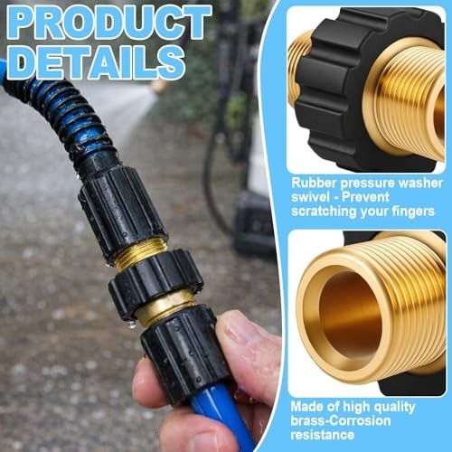 M22 14mm Pressure Washer Hose Connector, M22-14mm Male-to-Male Adapter, 5