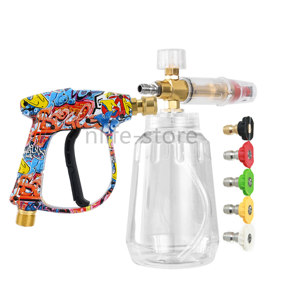 Plus 1/4″ Snow Foam Cannon+High Pressure Washer Gun Soap Lance Spray Quick Tips