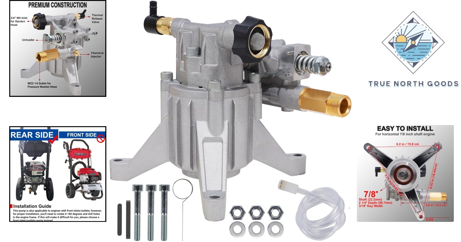 Efficient 3400 PSI Pressure Washer Replacement Pump with Thermal Relief Valve