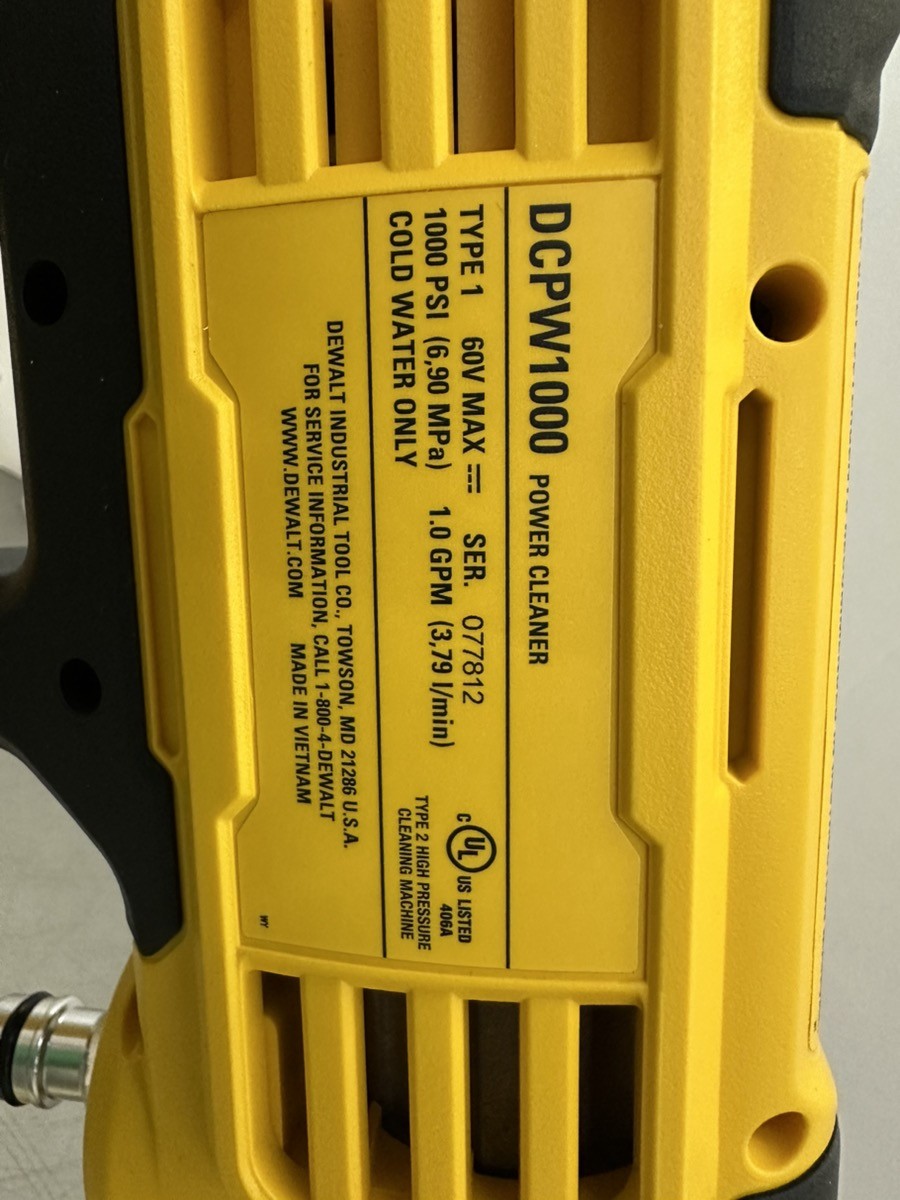 Dewalt DCPW1000B 60v Max Flexvolt Brushless 1000 Psi Power Cleaner (CJL007995)