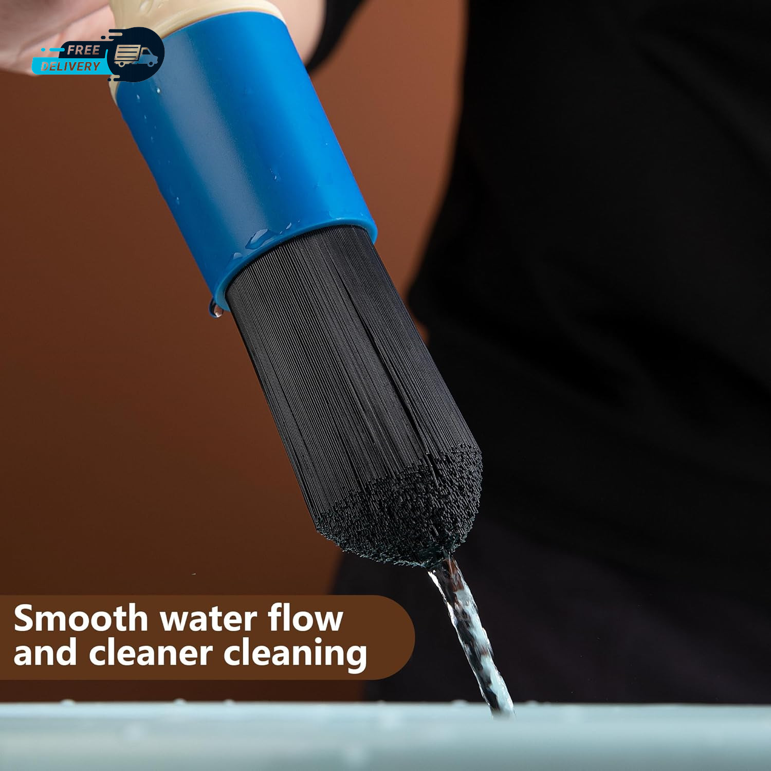 Parts Washer Brush with Hose- Wear Resistant Parts Cleaning Brush with 31 Inch