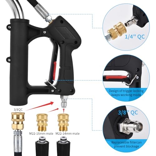 24 FT Telescoping Pressure Washer Wand – Turbo Nozzle Attachment Power 24FT-SE