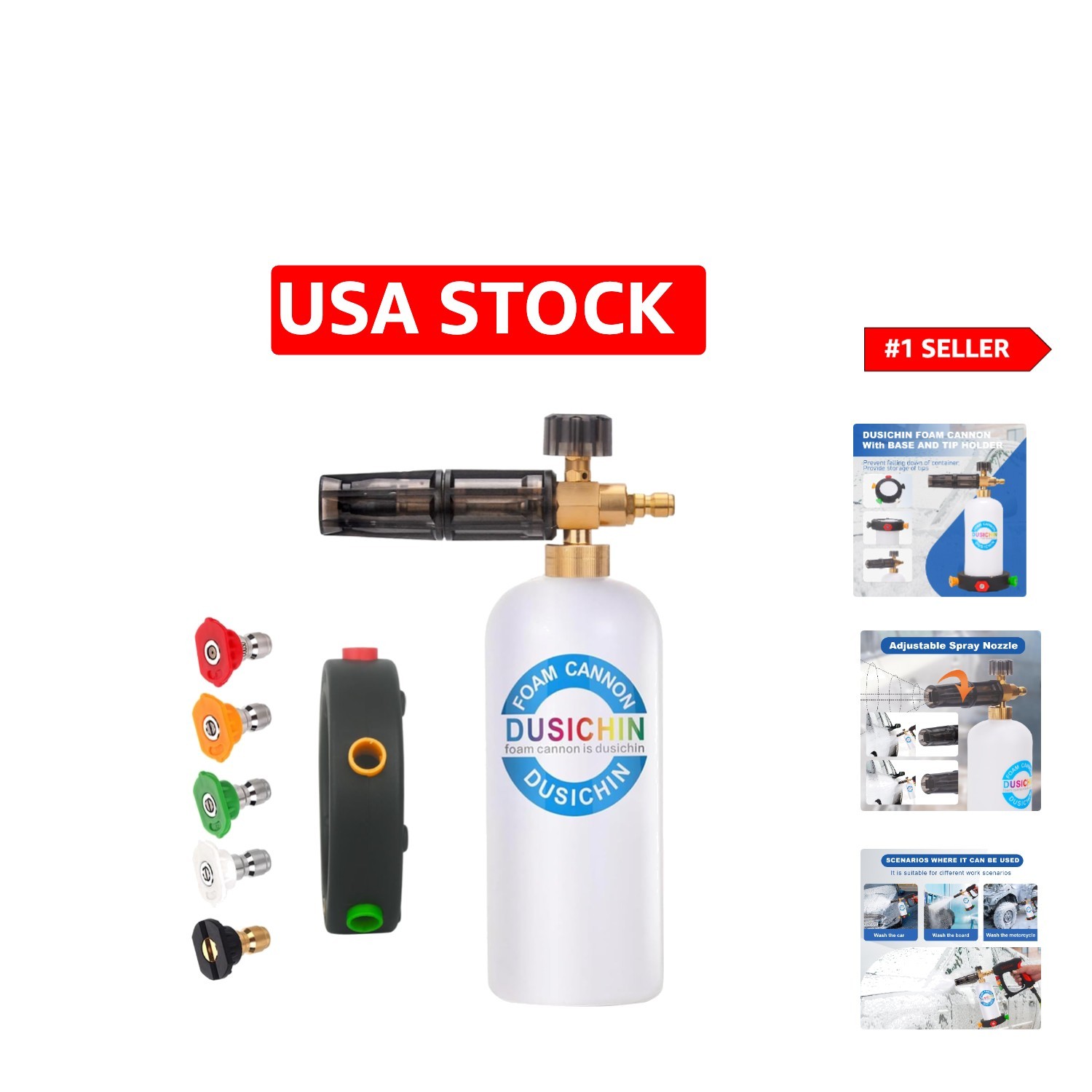 SFL-001 Heavy Duty Foam Cannon with Adjustable Nozzle & 5 Nozzles Included