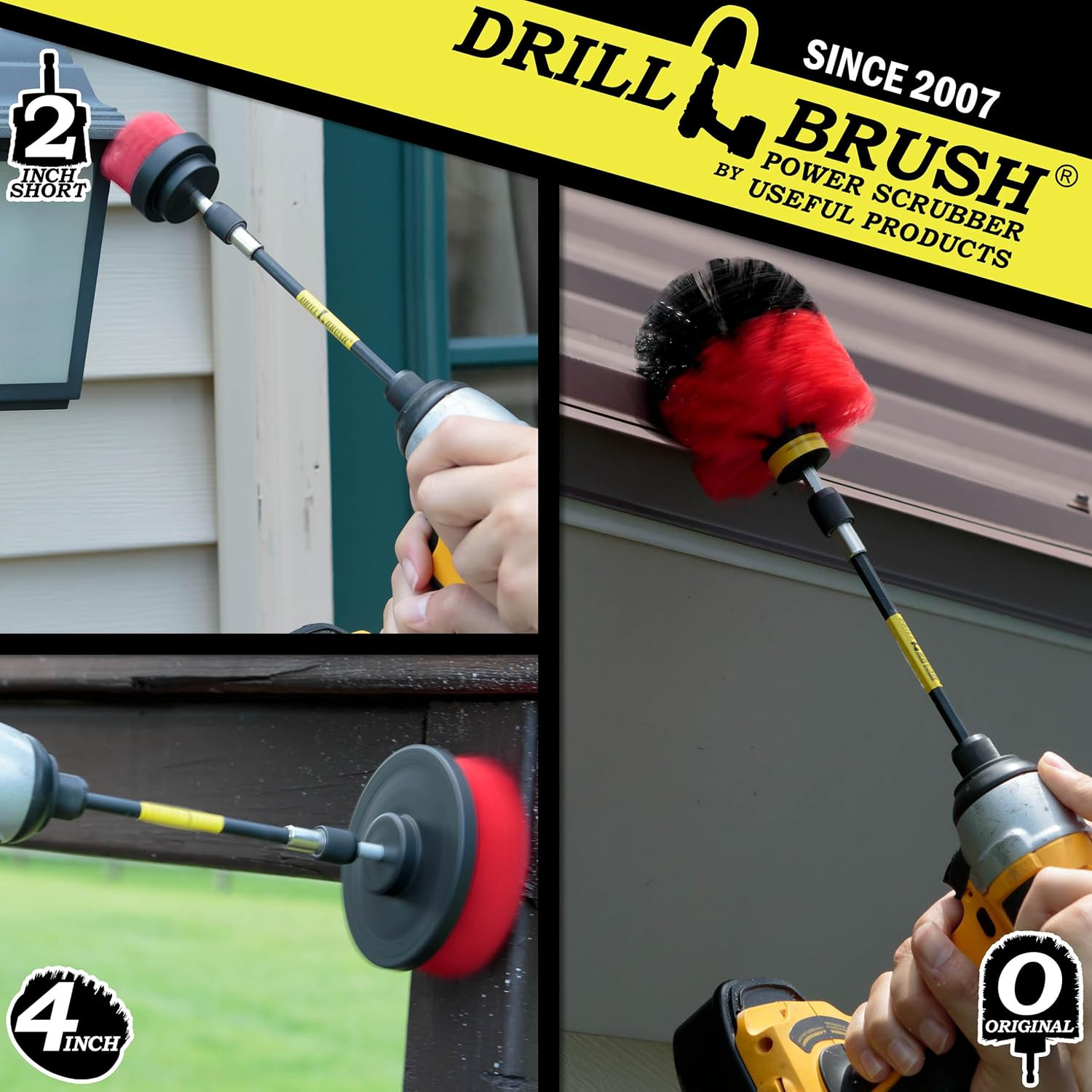 Stiff Bristle Power Scrubber Kit with Extension – Pressure Washer Surface Cleane