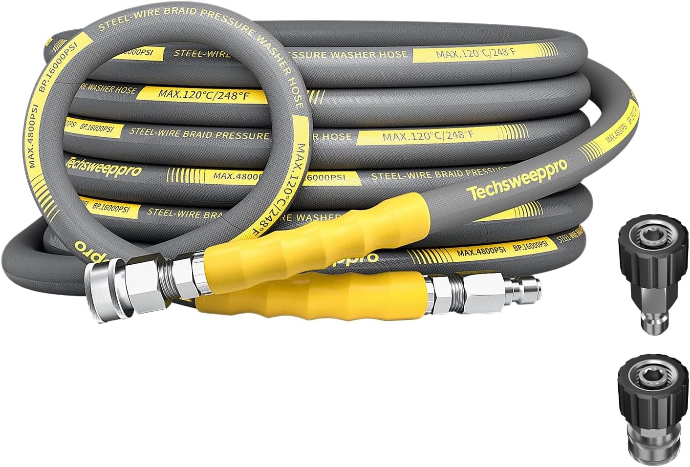 4800 PSI Pressure Washer Hose 25FT 3/8″ Swivel Quick Connect M22-14mm Adapter