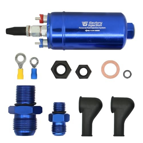 300LPH 044 External Inline Fuel Pump Kit – Anodized, 12V High Pressure Blue